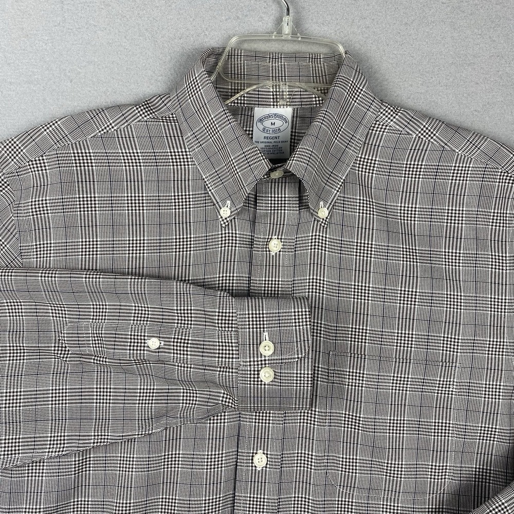 Brooks Brothers Regent Shirt Mens M Brown Plaid Supima Cotton Non-Iron LS